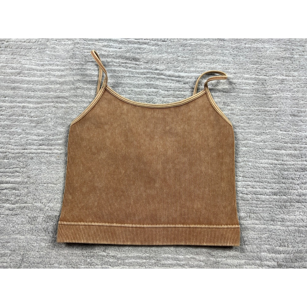 Zenana Cami Womens L/XL Brown Mineral Wash Ribbed NTW-6002AB Seamless Tank